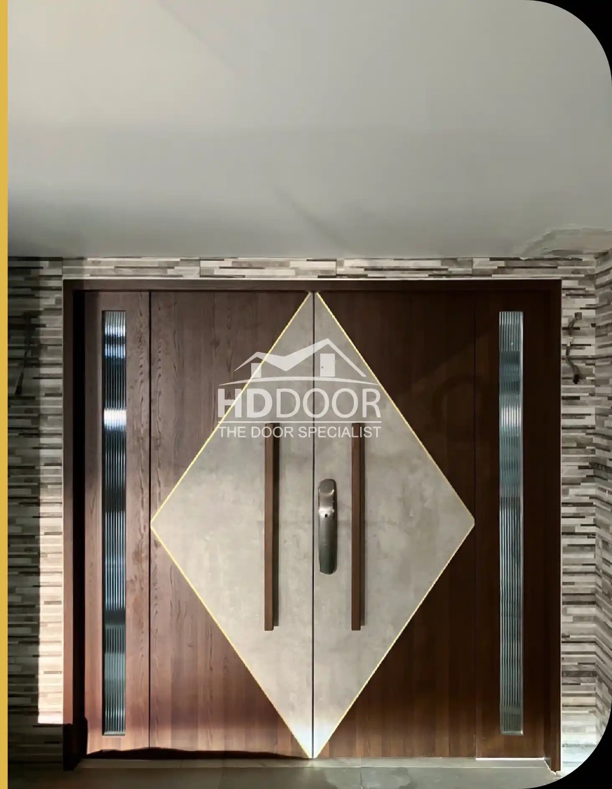 Customizable Double Equal Panel Laminate Main Door