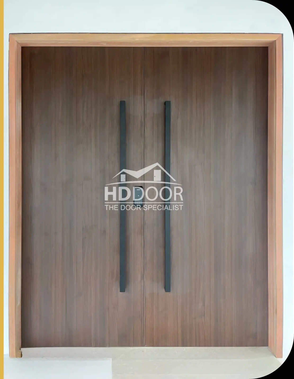 Premium Laminate Main Door Double Equal Panel and Bar Handle