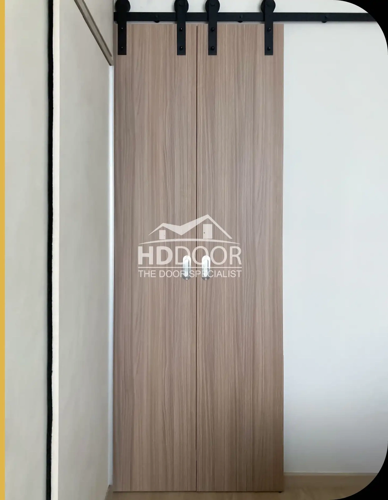 Double Sliding Laminate Door with Exposed Roller Track