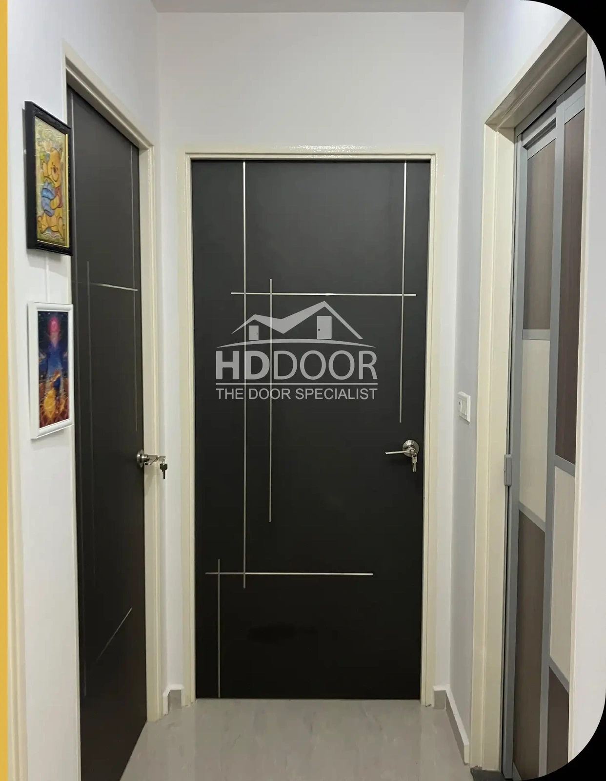 Laminate Bedroom Door with Stainless Steel Line 02