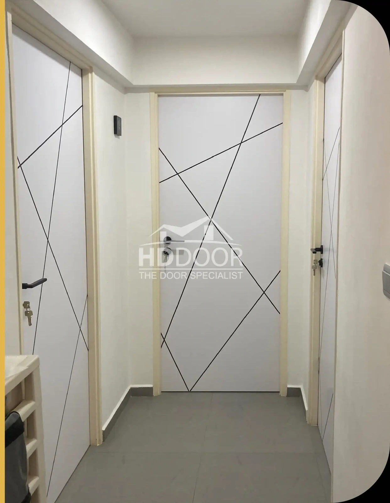 Laminate Bedroom Door with Stainless Steel Line 01