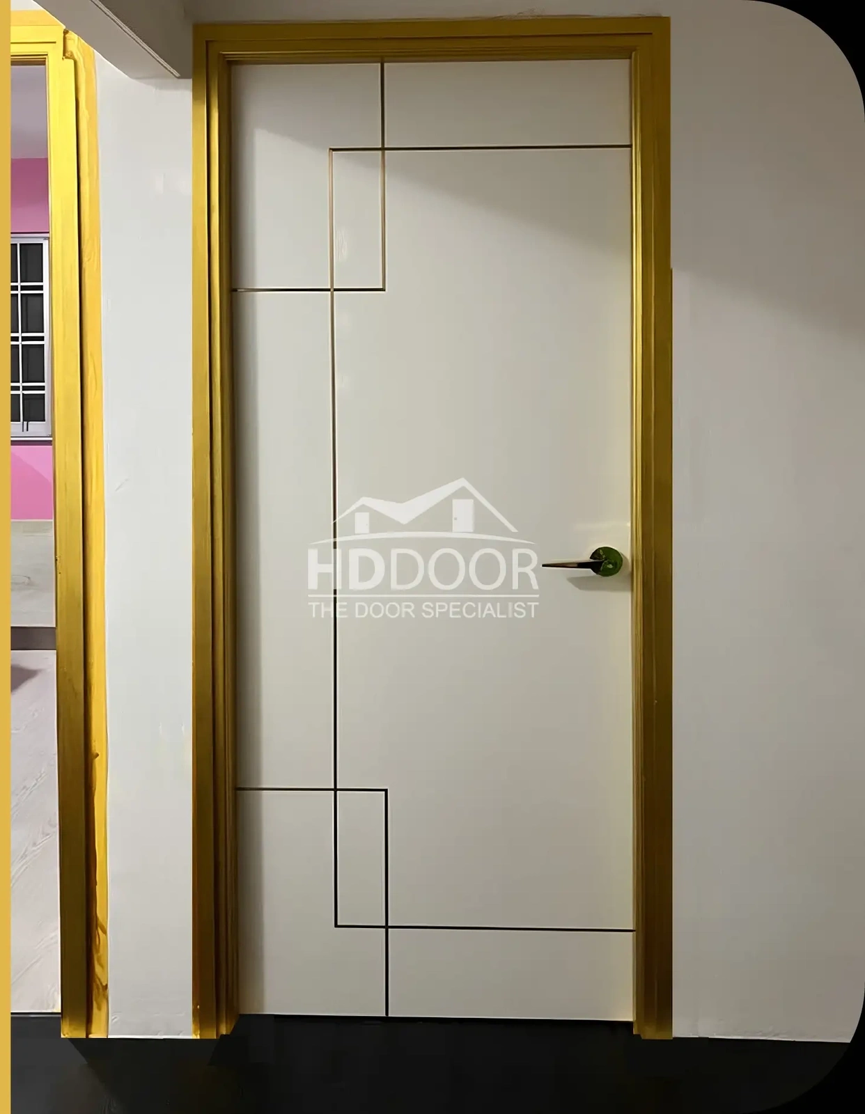 Laminate Bedroom Door with Stainless Steel Line 09