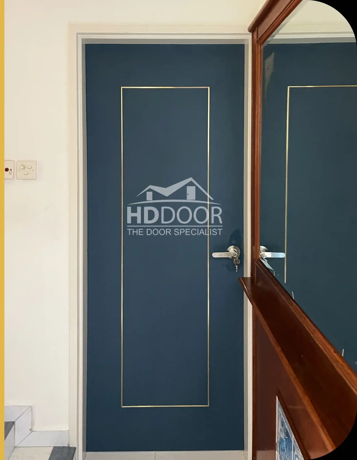Laminate Bedroom Door with Stainless Steel Line 04
