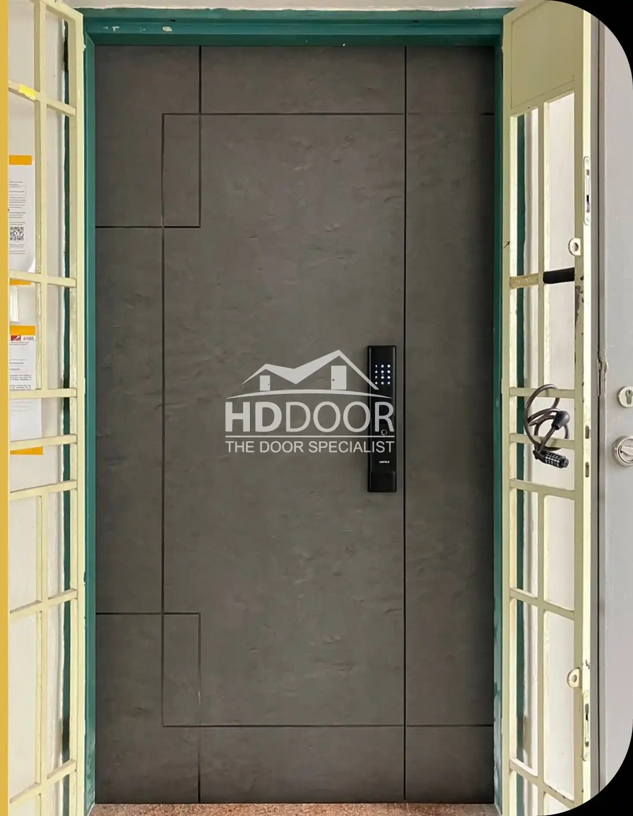 Laminate Main Door with Groove Line – Single Tone
