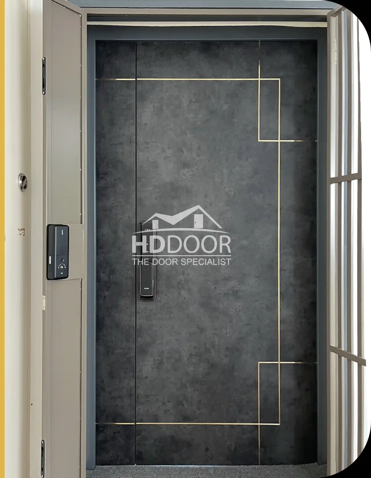 Laminate Main Door with Stainless Steel Strip – Single Tone