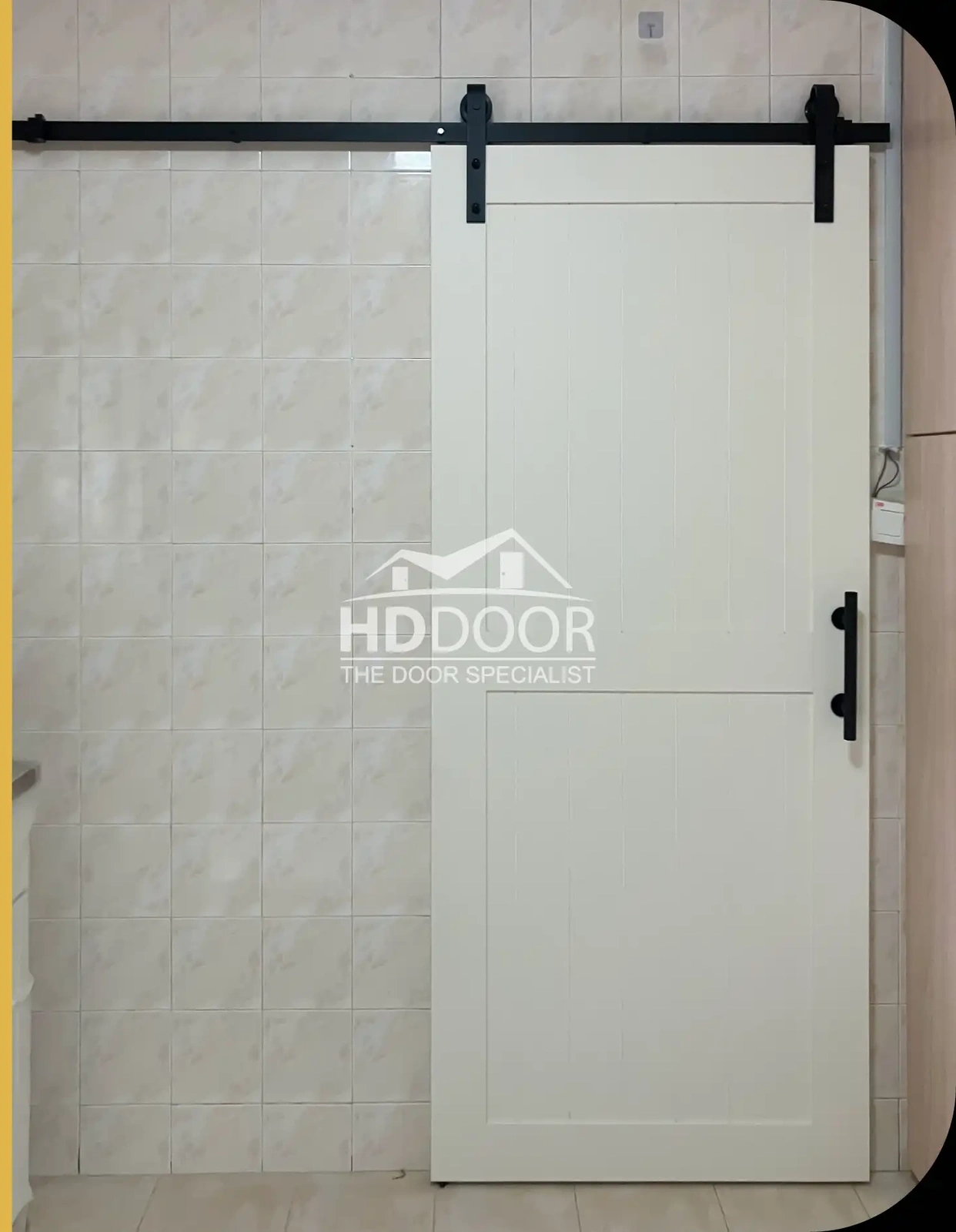 Retro Barn Door with Sliding Roller Track