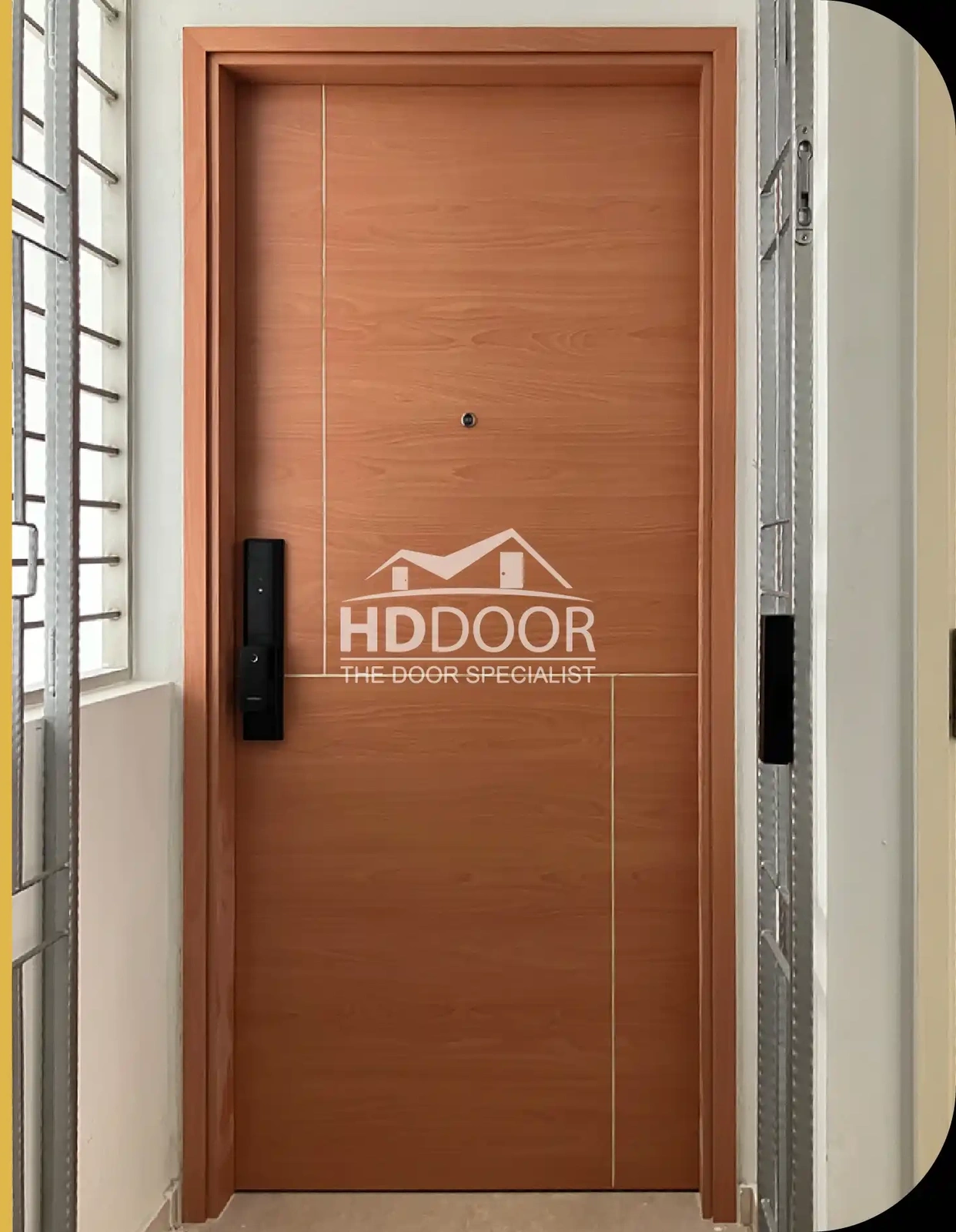 Single Tone Single Leaf Laminate Main Door with Stainless Steel Strip