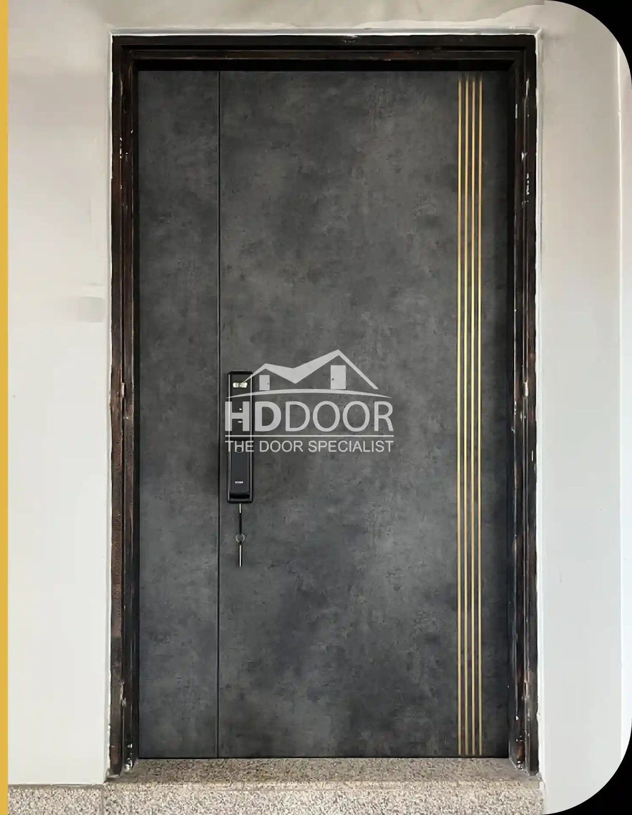 Luxury Single Tone Main Laminate Door | Stainless Steel Highlight