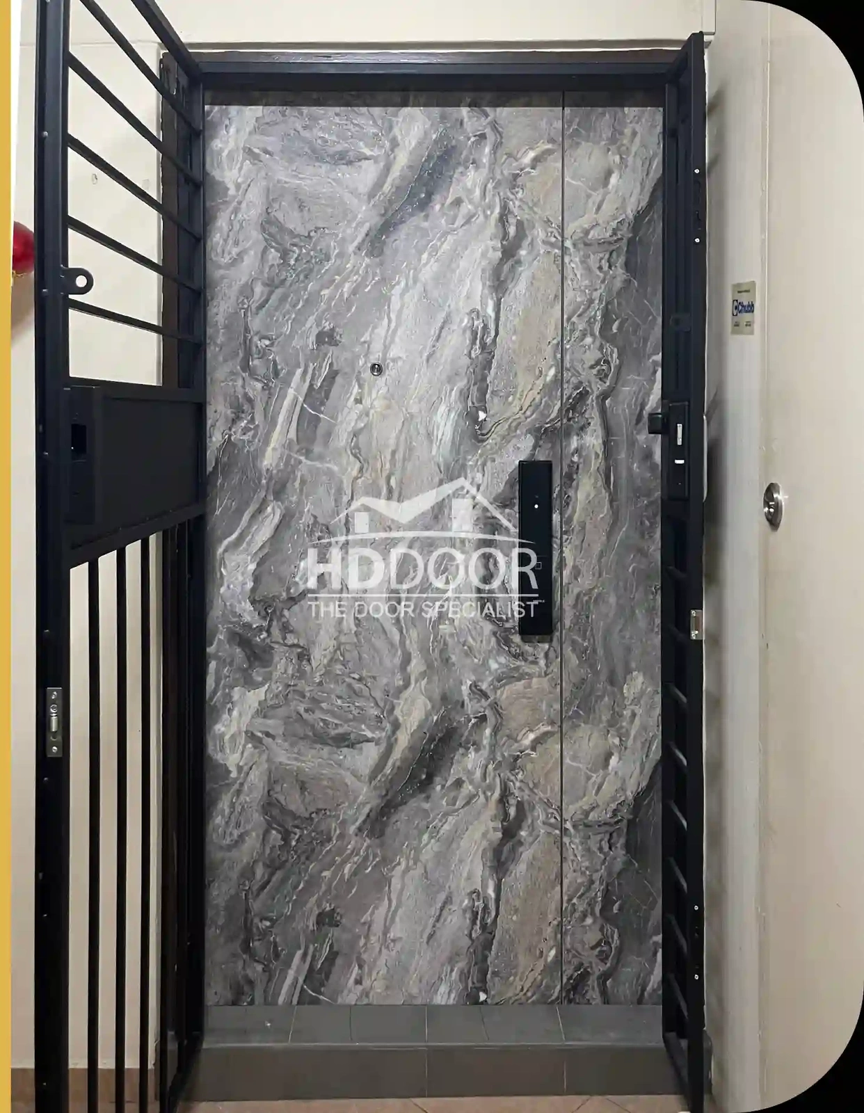 Single Tone Laminate Main Door Marble Design 1