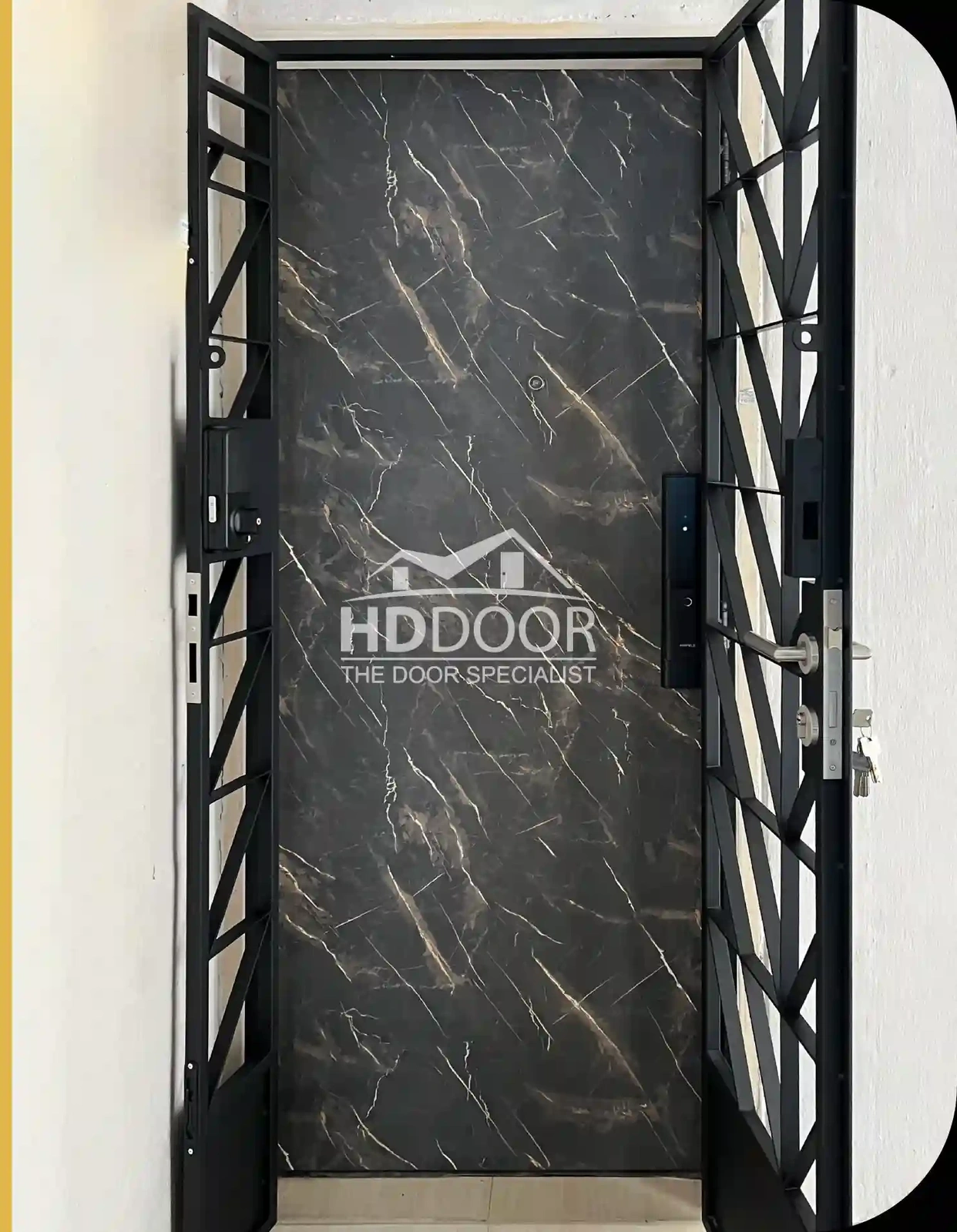 Single Tone Laminate Main Door Marble Design 2