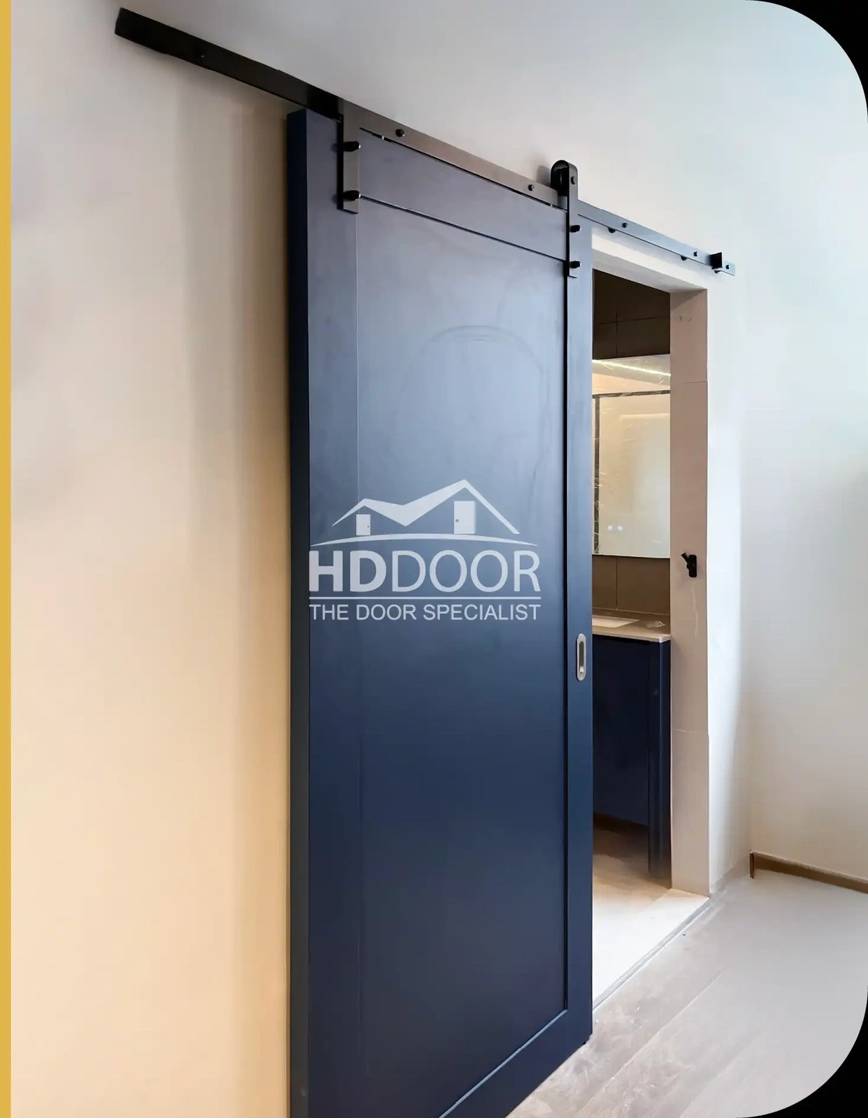 Sliding Laminate Door with Exposed Roller Track